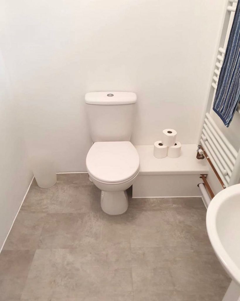 photo of a toilet and sink in a student property we carried out in charminster. Landlord wanted it basic and fresh ready for the new tenants. Project by The Big Conversion Company.